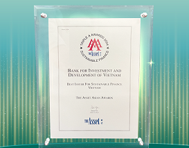 BIDV được vinh danh trong lĩnh vực tài chính bền vững 