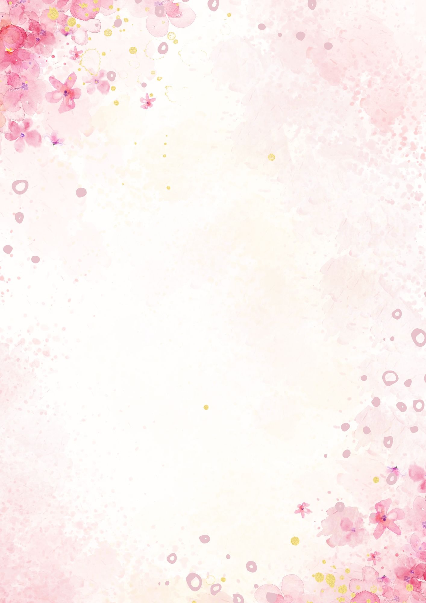 Pink White Floral Watercolor Notes Background A4 Document