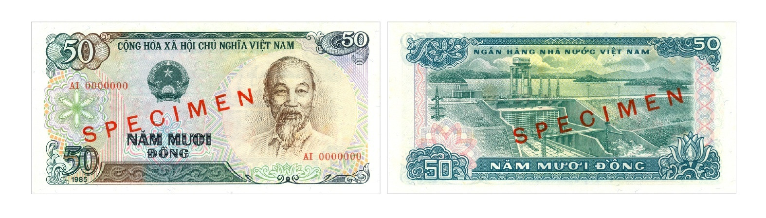 Ảnh 3.3.25. Tiền giấy 50 đồng, 1985 (màu xanh)