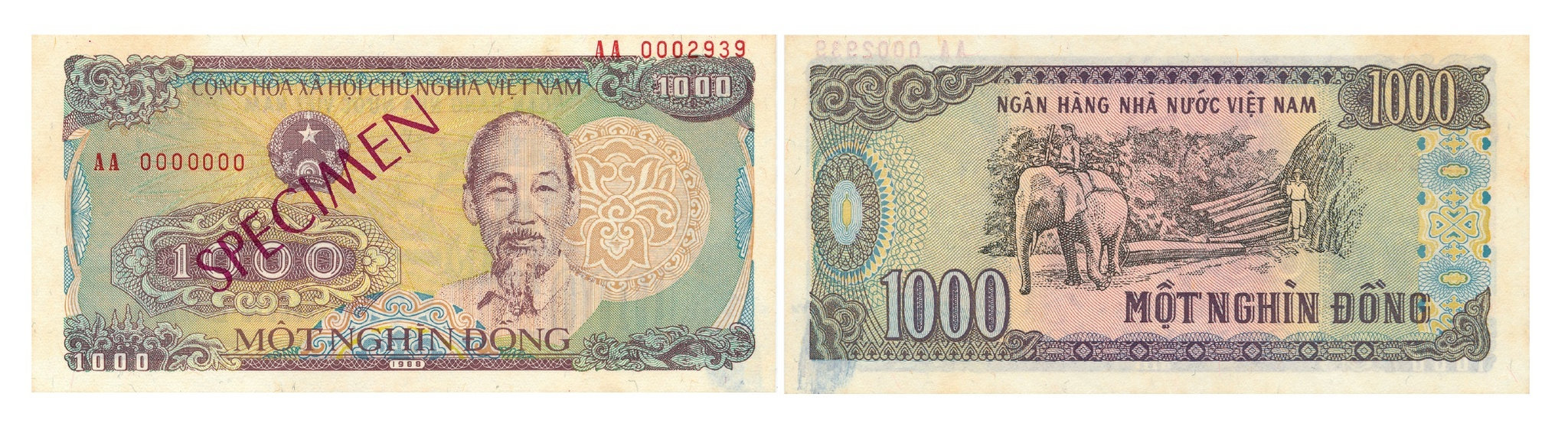 Ảnh 3.3.45.Tiền giấy 1000 đồng, 1988 (Seri chữ nhỏ)