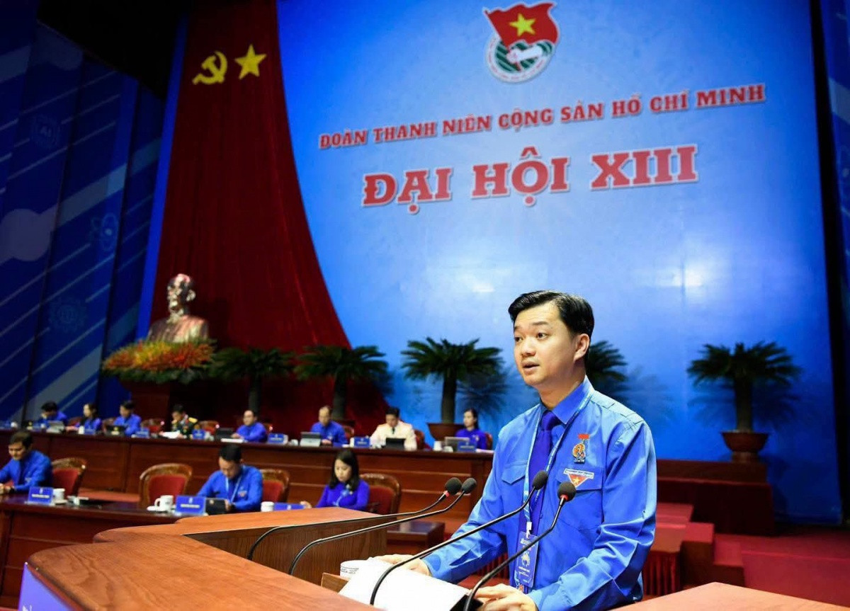 Ông Nguyễn Minh Triết - Ủy viên dự khuyết Ban Chấp hành Trung ương Đảng, Bí thư Thường trực Ban Chấp hành Trung ương Đoàn, Chủ tịch Trung ương Hội Sinh viên Việt Nam phát biểu tại đại hội - Ảnh: Như Ý