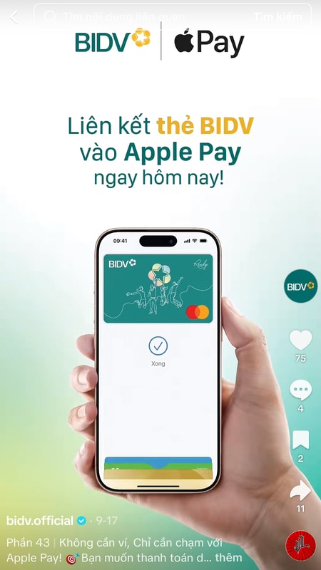 Liên kết thẻ thanh toán Apple Pay thật đơn giản ngay trên SmartBanking của bạn!