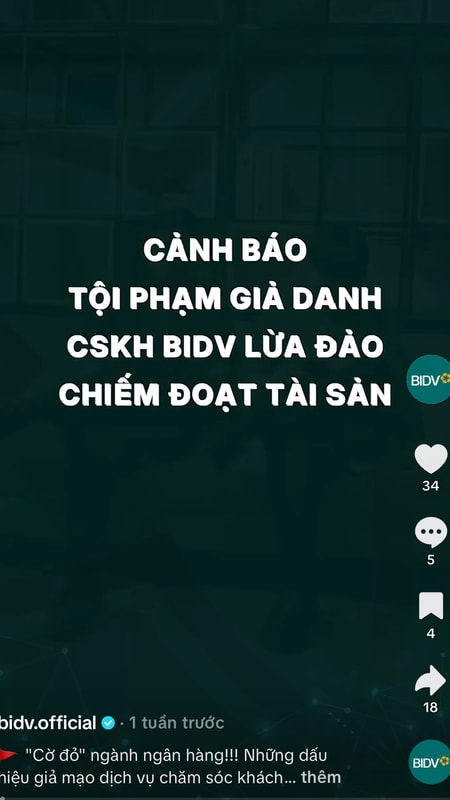 Những dấu hiệu giả mạo dịch vụ chăm sóc khách hàng của BIDV