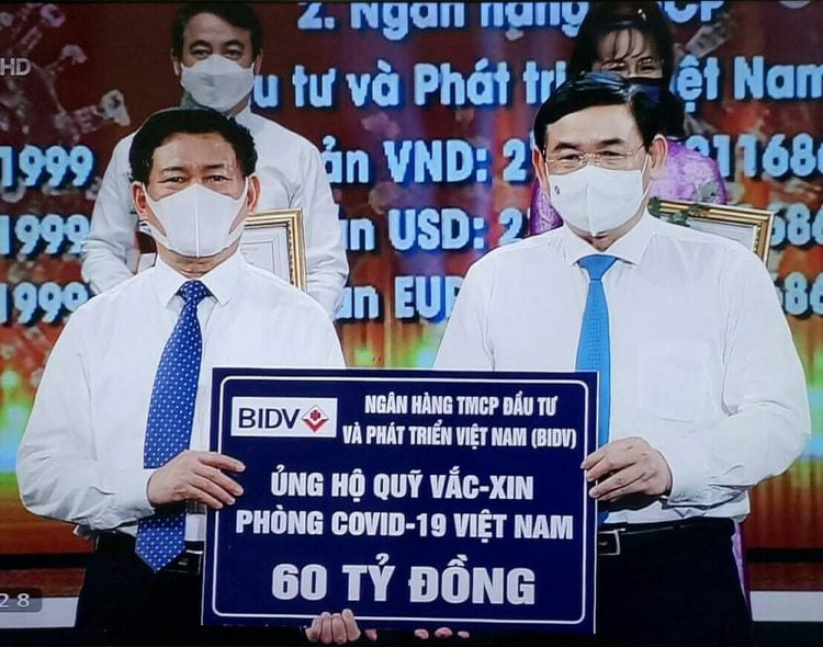 TTBC số 20/2021: BIDV ủng hộ 60 tỷ đồng cho Quỹ vắc-xin phòng, chống Covid-19