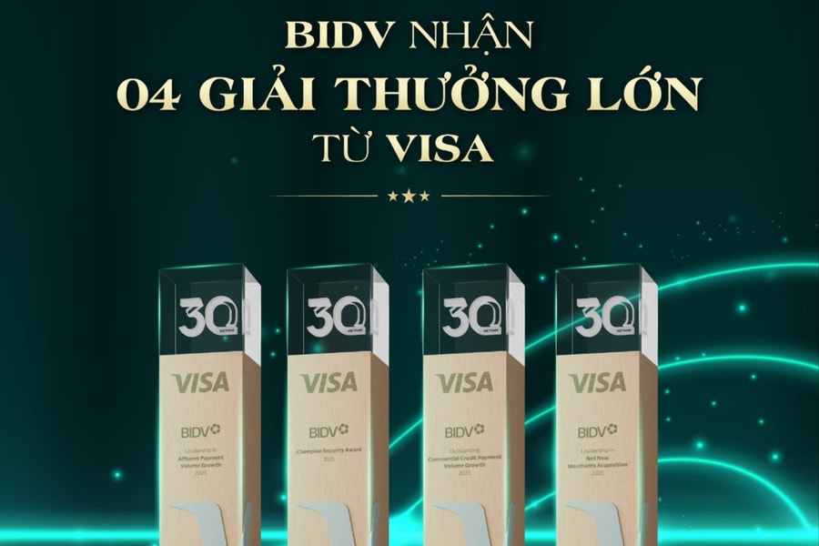BIDV được vinh danh tại 4 giải thưởng lớn của tổ chức thẻ quốc tế Visa
