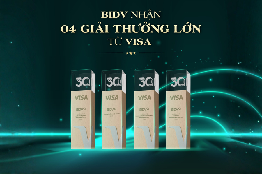 BIDV được vinh danh tại 4 giải thưởng lớn của tổ chức thẻ quốc tế Visa