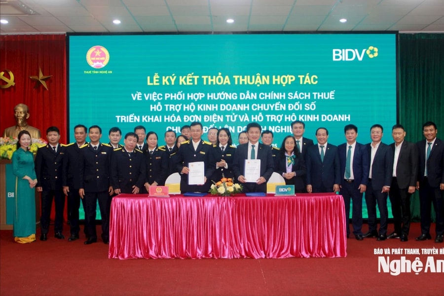 Thuế tỉnh Nghệ An ký kết thoả thuận hợp tác toàn diện với 4 chi nhánh BIDV