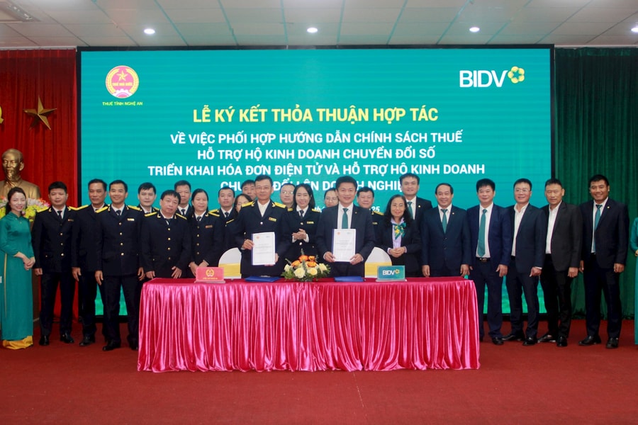 Thuế tỉnh Nghệ An ký kết  hợp tác toàn diện với 4 chi nhánh BIDV