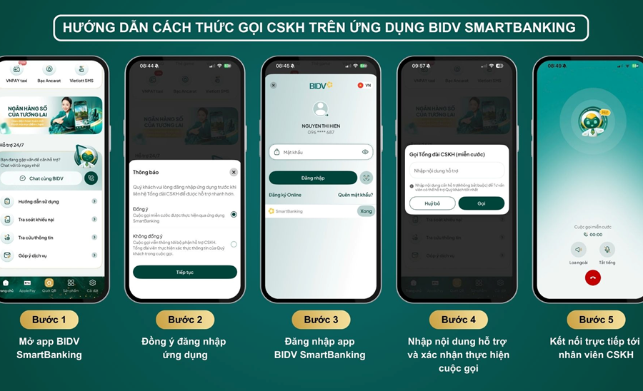 Call the BIDV hotline quickly and for free via the Internet using the BIDV SmartBanking app