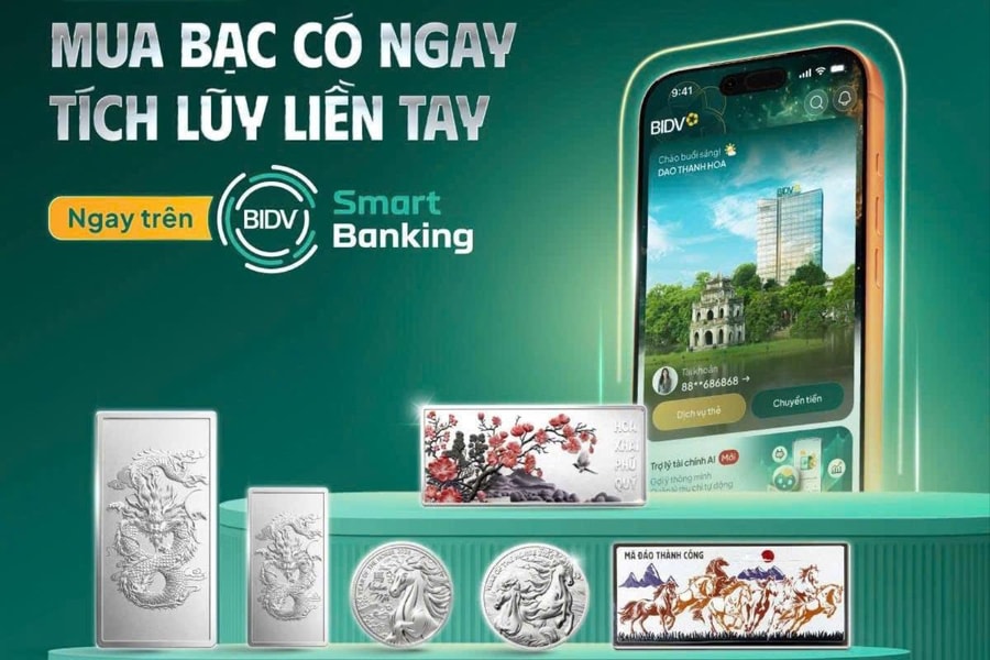 Triển khai tính năng mua bạc giao ngay trên BIDV SmartBanking