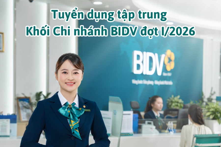 BIDV thông báo tuyển dụng tập trung khối Chi nhánh đợt I/2026