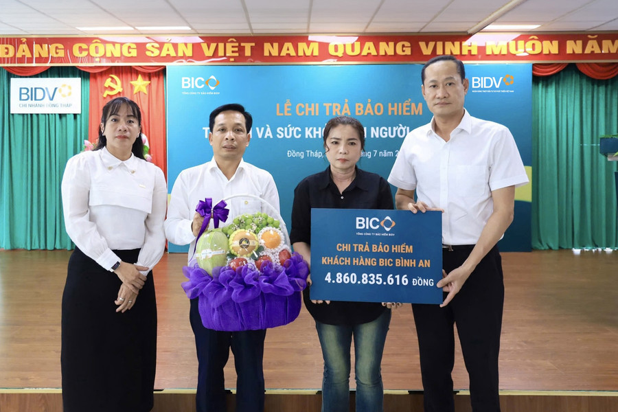 BIC, BIDV 동탑 지역 고객에게 BIC 빈안 보험금 48억 VND 이상 지급